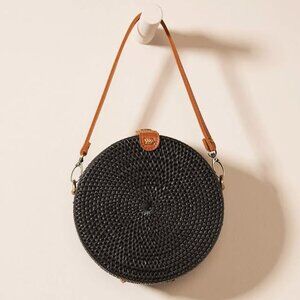 Anthropologie Lyra Rattan Crossbody Bag Adjustable Strap